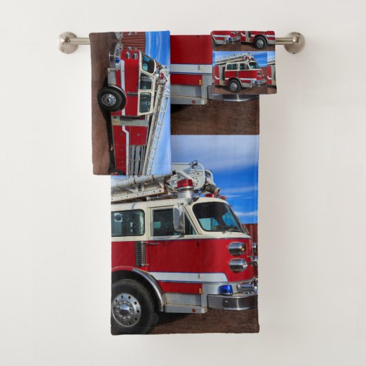 Red Fire Truck Bad Handdoek (Insitu)