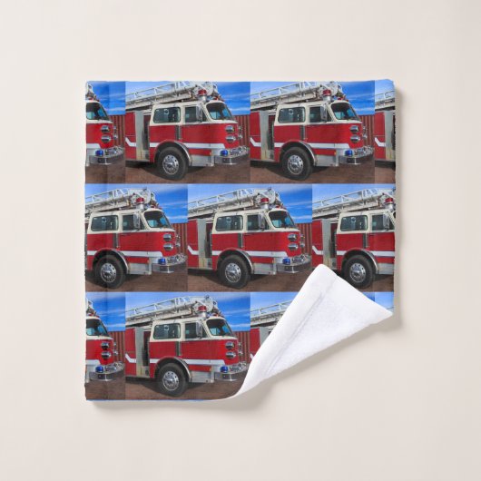 Red Fire Truck Bad Handdoek (Wasdoekje)