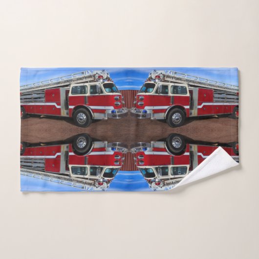 Red Fire Truck Bad Handdoek (Handdoek)