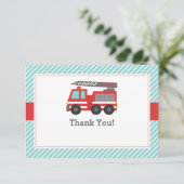 Red Fire Truck Bedankkaart (Staand voorkant)