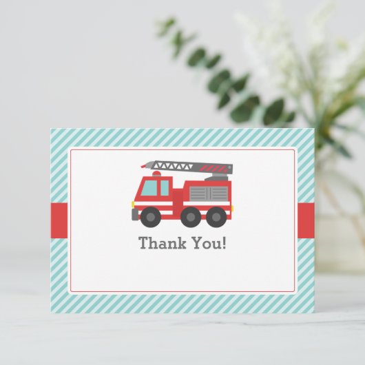 Red Fire Truck Bedankkaart (Staand voorkant)