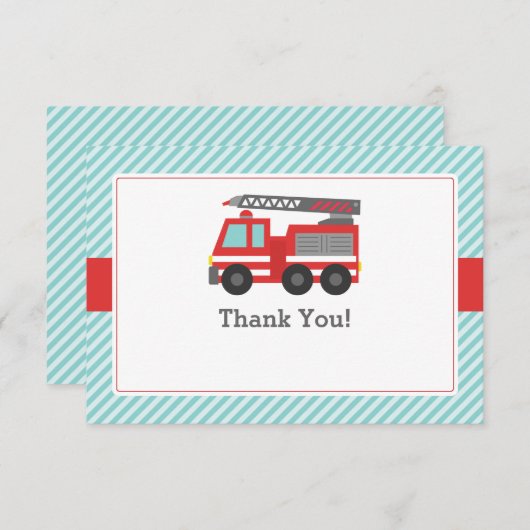 Red Fire Truck Bedankkaart (Voorkant / Achterkant)