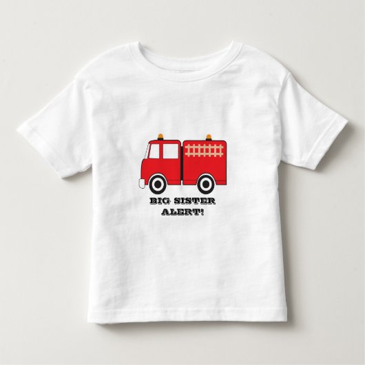 Red Fire Truck Big Sister Alert. Kinder Shirts (Voorkant)