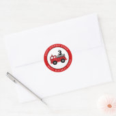 Red Fire Truck Birthday Custom Ronde Sticker (Envelop)
