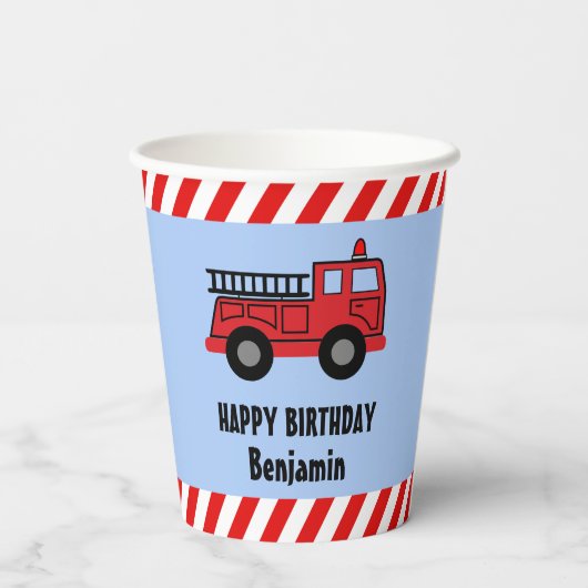 Red Fire Truck Birthday Paper Cups Papieren Bekers