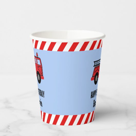 Red Fire Truck Birthday Paper Cups Papieren Bekers (Links)