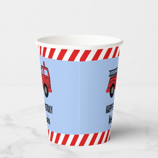 Red Fire Truck Birthday Paper Cups Papieren Bekers (Rechts)