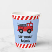 Red Fire Truck Birthday Paper Cups Papieren Bekers (Voorkant)