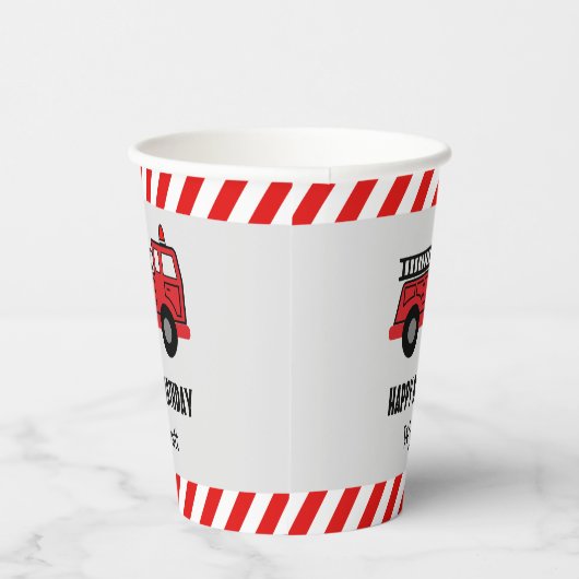 Red Fire Truck Birthday Papieren Bekers (Rechts)