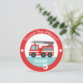 Red Fire Truck Boy Birthday Party, Cirkel Kaart (Staand voorkant)