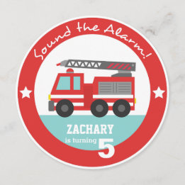 Red Fire Truck Boy Birthday Party, Cirkel Kaart