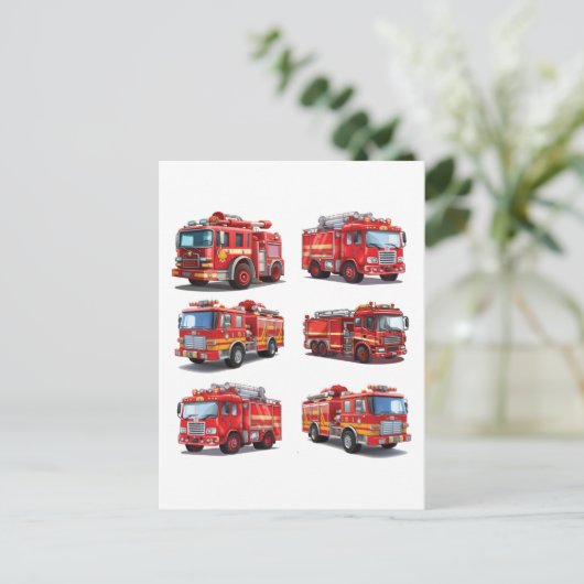 Red Fire Truck Briefkaart (Staand voorkant)
