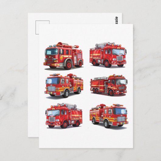 Red Fire Truck Briefkaart (Voorkant / Achterkant)