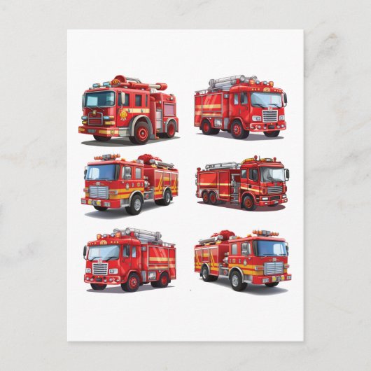Red Fire Truck Briefkaart (Voorkant)