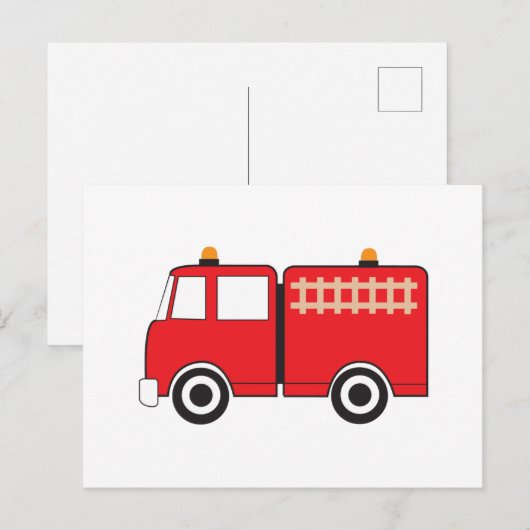 Red Fire Truck Briefkaart (Voorkant / Achterkant)