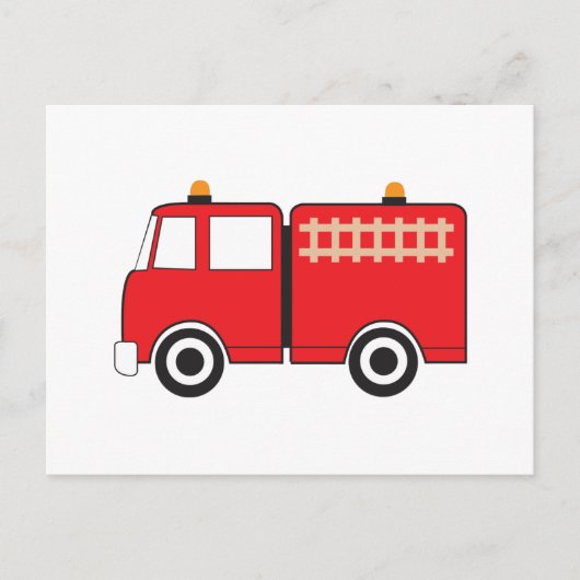 Red Fire Truck Briefkaart (Voorkant)