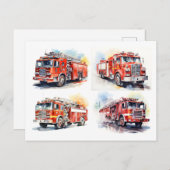 Red Fire Truck Briefkaart (Voorkant / Achterkant)