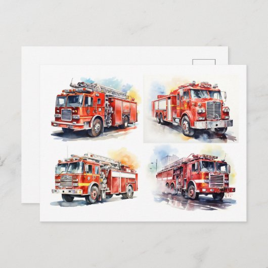Red Fire Truck Briefkaart (Voorkant / Achterkant)