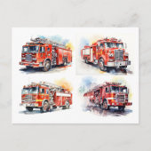 Red Fire Truck Briefkaart (Voorkant)