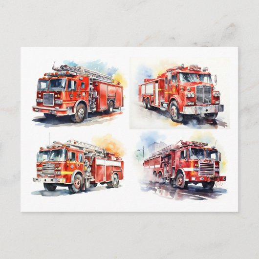 Red Fire Truck Briefkaart (Voorkant)