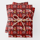 Red Fire Truck Custom Brandbestrijding Kinderen Ve Inpakpapier Vel (In situ)