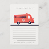 Red Fire Truck Engine Advice voor Baby shower Informatiekaartje (Voorkant)