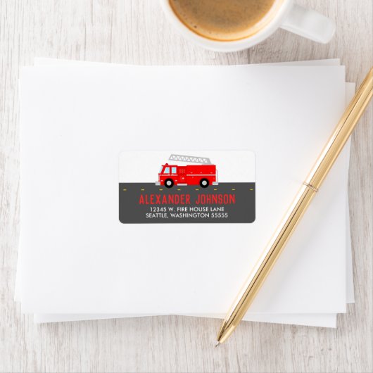 Red Fire Truck Etiket (Insitu)