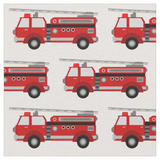 Red Fire Truck Fabric Stof (Close Up)