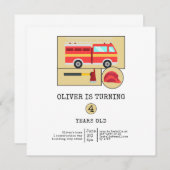 Red Fire Truck | Jongens thema verjaardag (Voorkant / Achterkant)