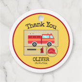 Red Fire Truck | Jongens thema verjaardag Bedankjes Labels (Achterkant)