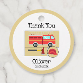 Red Fire Truck | Jongens thema verjaardag Bedankjes Labels
