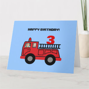 Red Fire Truck Kind Foto Birthday Kaart