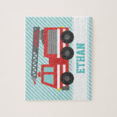 Red Fire Truck Kinder gepersonaliseerd Legpuzzel (Verticaal)