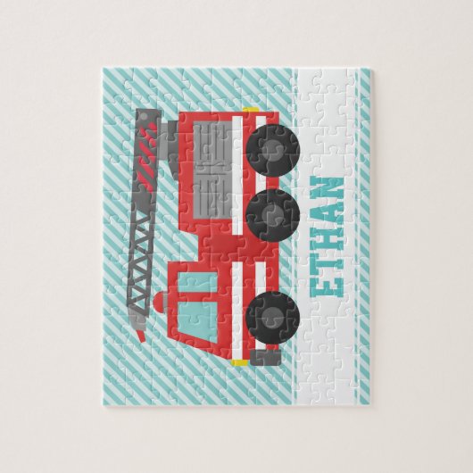 Red Fire Truck Kinder gepersonaliseerd Legpuzzel (Verticaal)