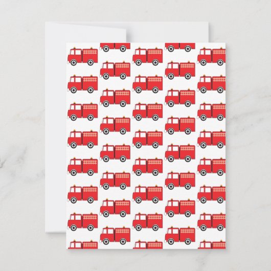 Red Fire Truck Kinder Kinderen gepersonaliseerd Notitiekaartje (Achterkant)