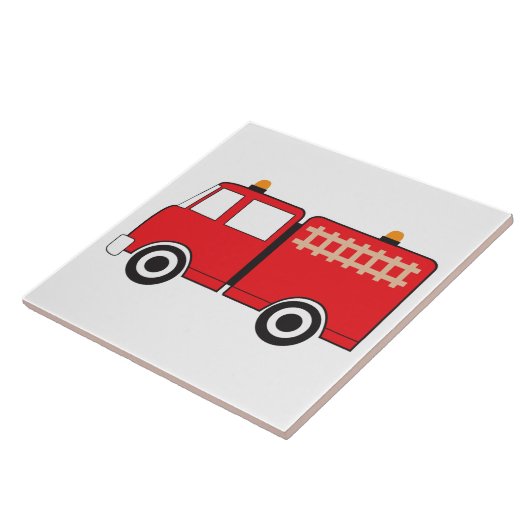 Red Fire Truck Kinder Tegeltje (Zijkant)
