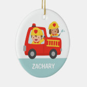 Red Fire Truck met Fire Boys Room Decor Keramisch Ornament (Rechts)