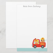 Red Fire Truck met Fire Fire Boy and Puppy Briefpapier (Voorkant / Achterkant)