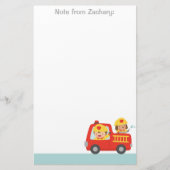 Red Fire Truck met Fire Fire Boy and Puppy Briefpapier (Voorkant)