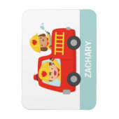 Red Fire Truck met Fire Fire Boy and Puppy Magneet (Verticaal)