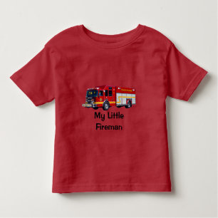 Red Fire Truck My Little Fireman Design Kinder Shirts