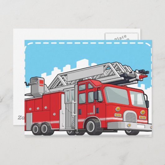 Red Fire Truck of Fire Engine Briefkaart (Voorkant / Achterkant)
