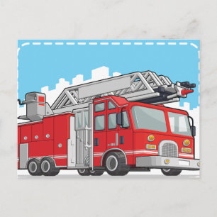 Red Fire Truck of Fire Engine Briefkaart
