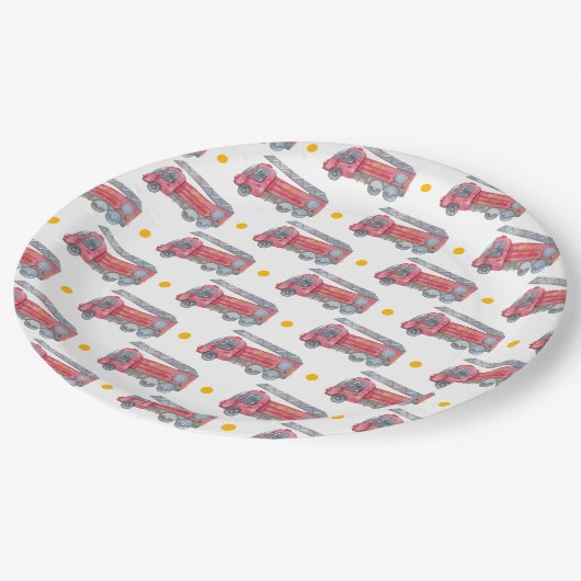 Red Fire truck Party Papieren Bordje (Gekanteld)