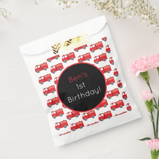 Red Fire Truck Patroon Bedankzakje (Gezegeld)