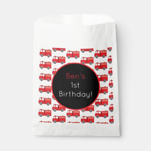 Red Fire Truck Patroon Bedankzakje (Voorkant)