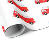 Red Fire Truck Patroon Cadeaupapier (Rol Hoek)