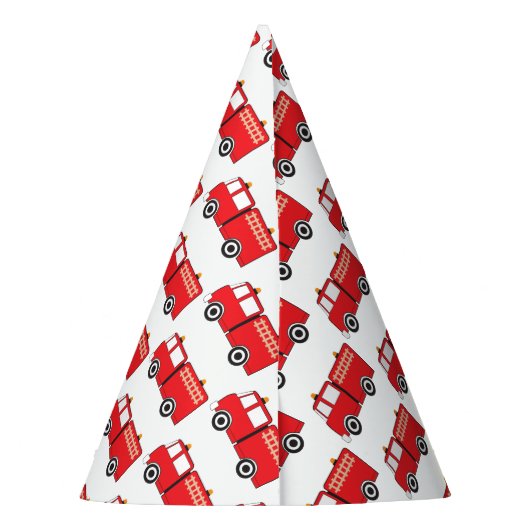 Red Fire Truck Patroon Feesthoedjes (Achterkant)