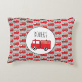Red Fire Truck Patroon Gepersonaliseerd naam Accent Kussen (Achterkant)