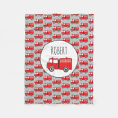 Red Fire Truck Patroon Gepersonaliseerd naam Fleece Deken (Voorkant)